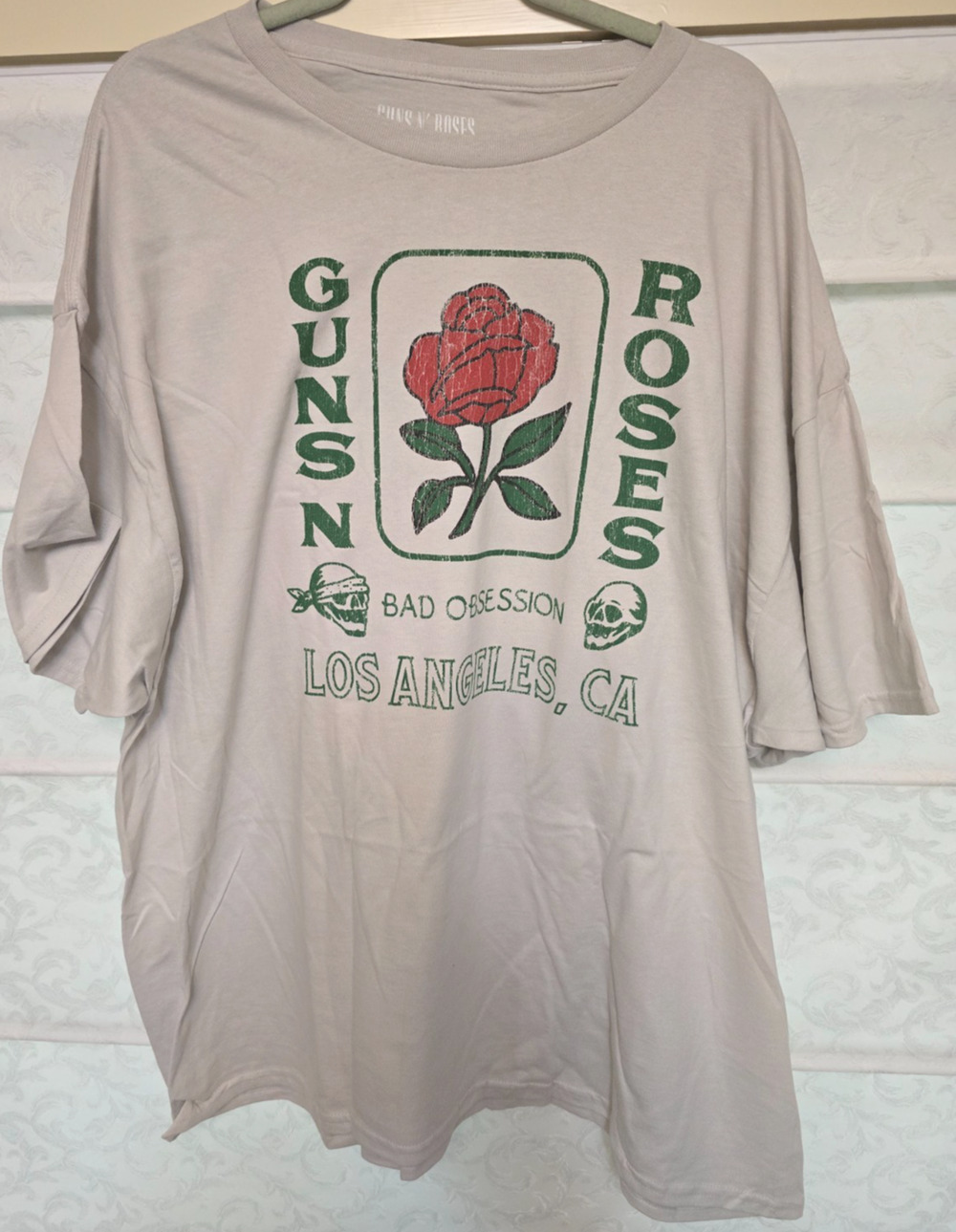 Guns N Roses Shirt Mens XXXL Beige Bad Obsession Los Angeles Band Tee NWOT 3X